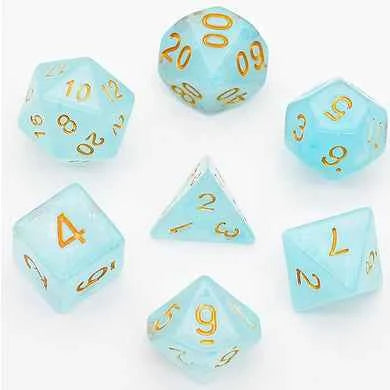 Cyan Silk Translucent Dice RPG Dice Set