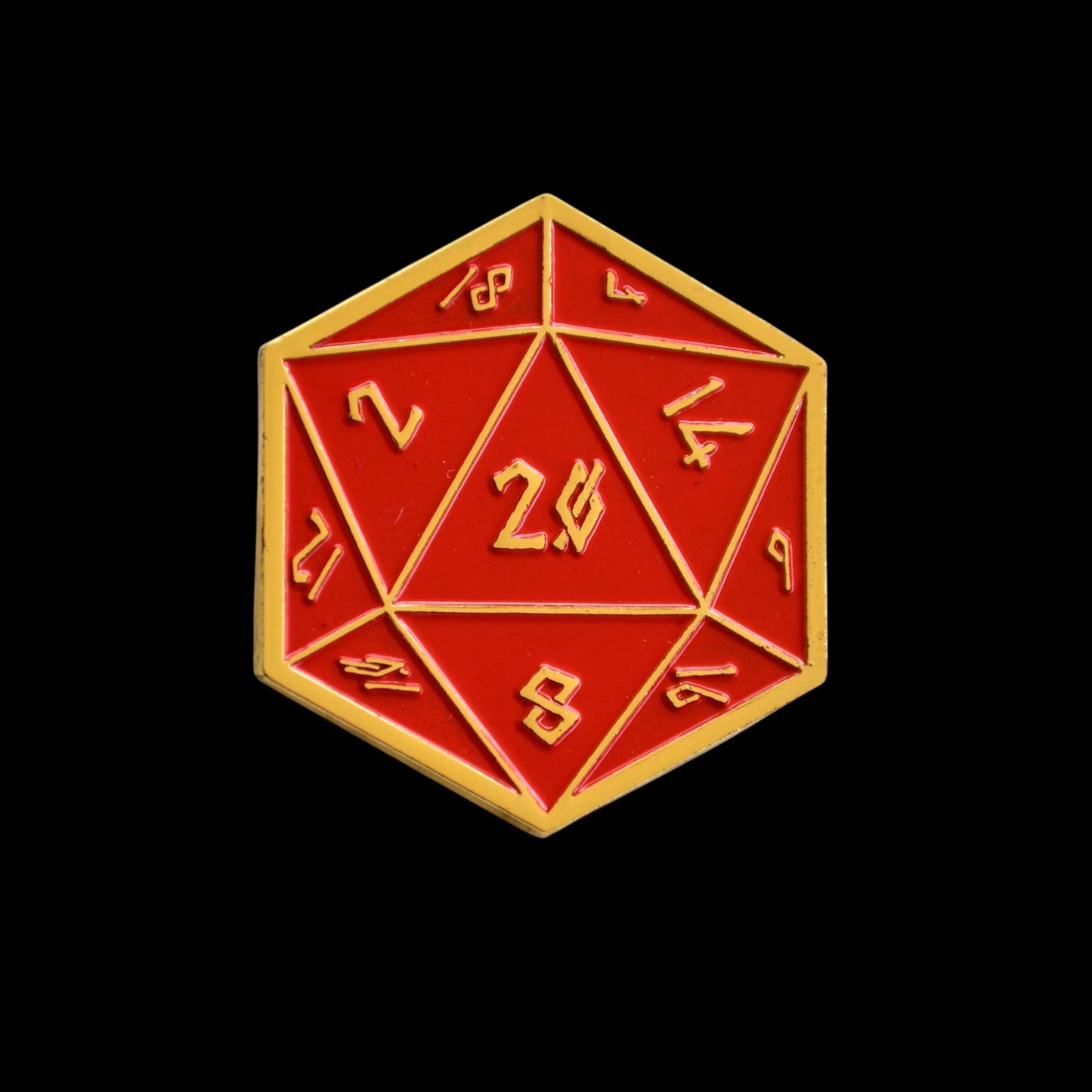 Red and Gold D20 Pin