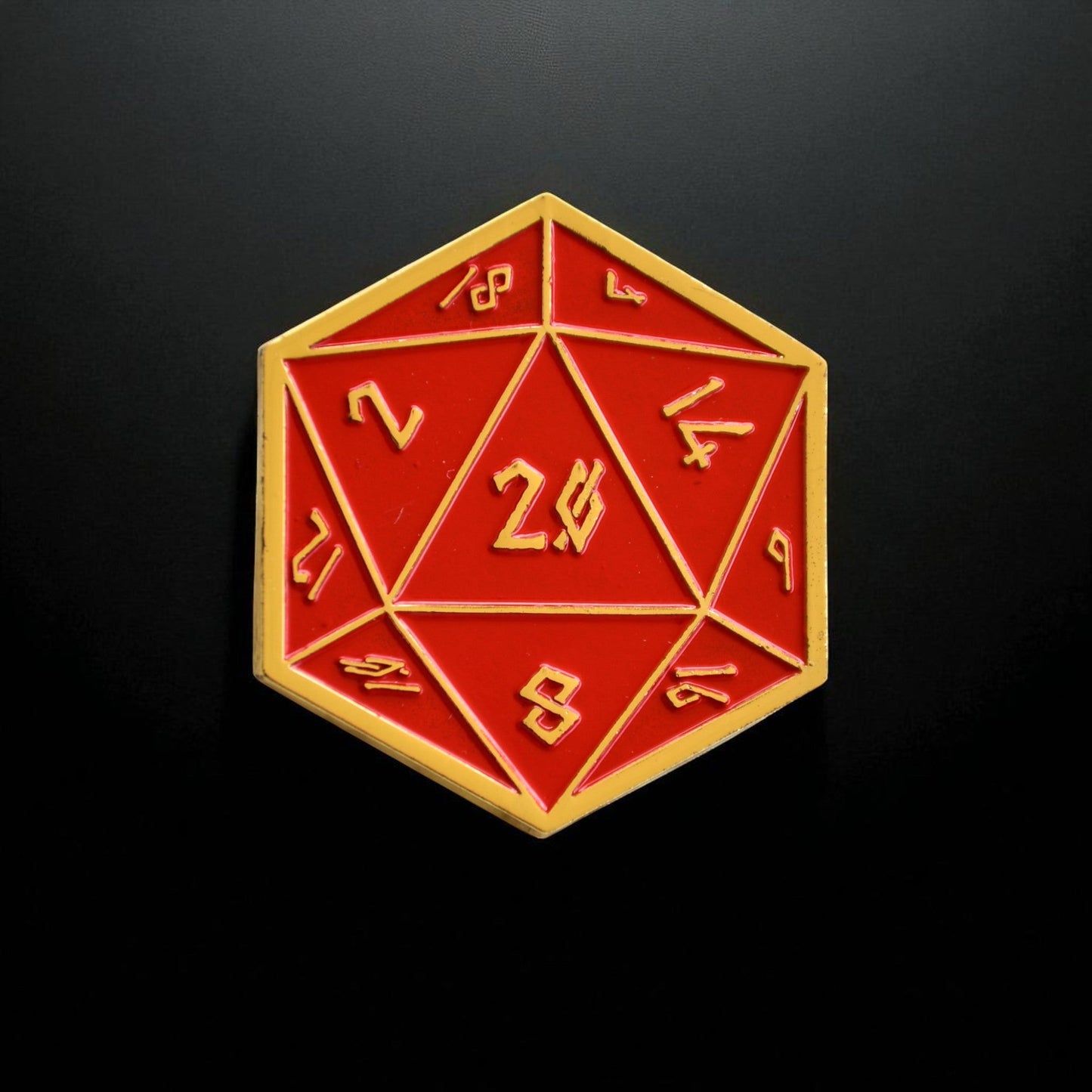 Red and Gold D20 Pin