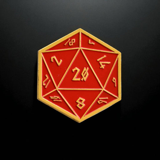 Red and Gold D20 Pin