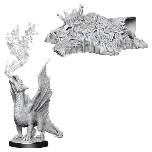 D&D: Nolzur's Marvelous Minis: Gold Dragon Wyrmling & Small Treasure Pile W11 (Unpainted)